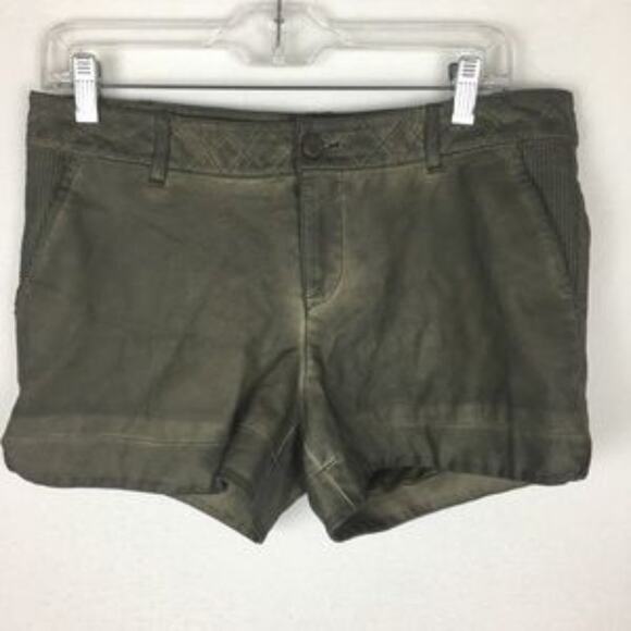 Pilcro and the Letterpress Brown Khaki Vegan Leather Shorts 28 - Picture 2 of 8